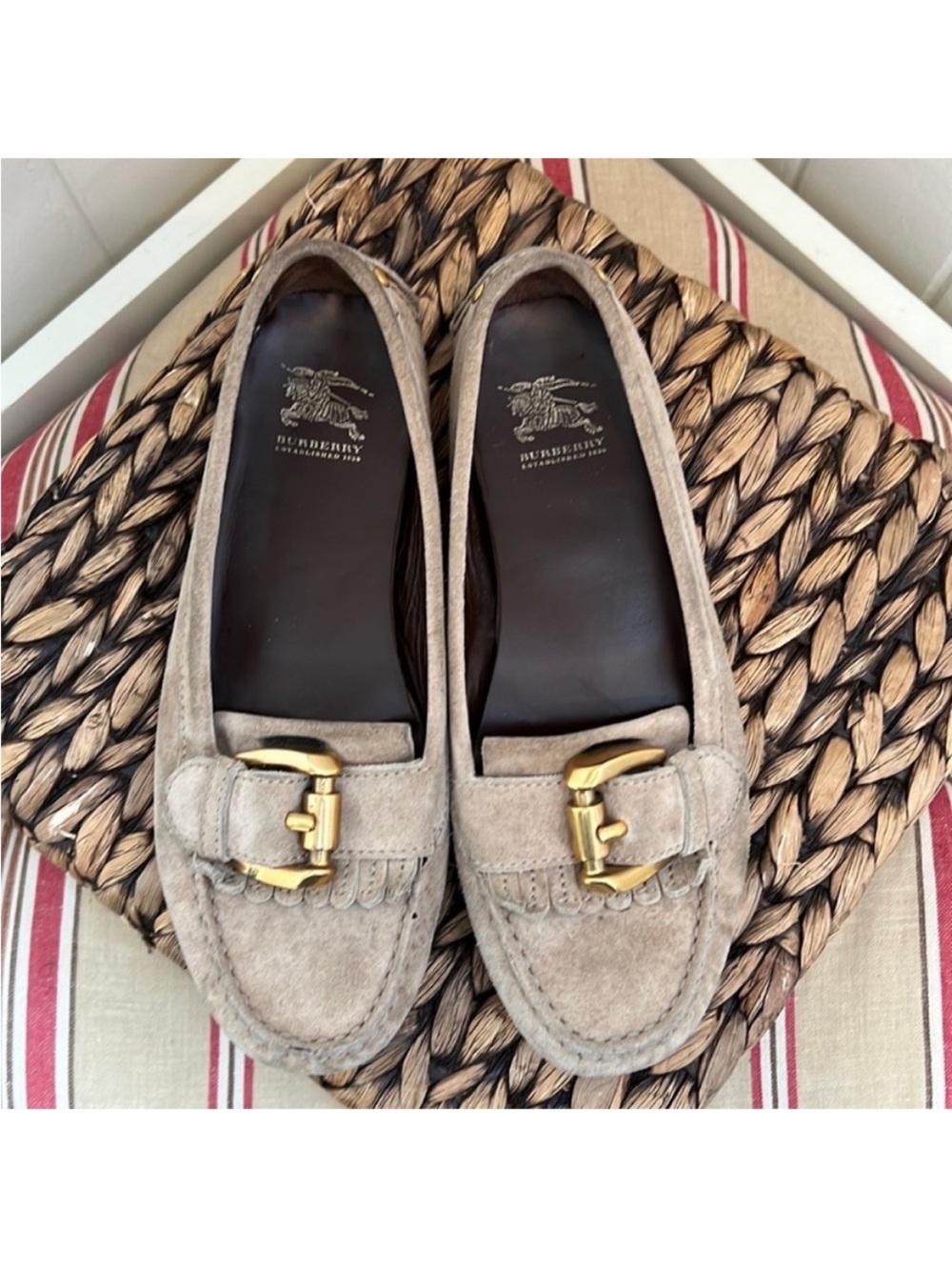 Burberry Suede Driving Loafers in Beige